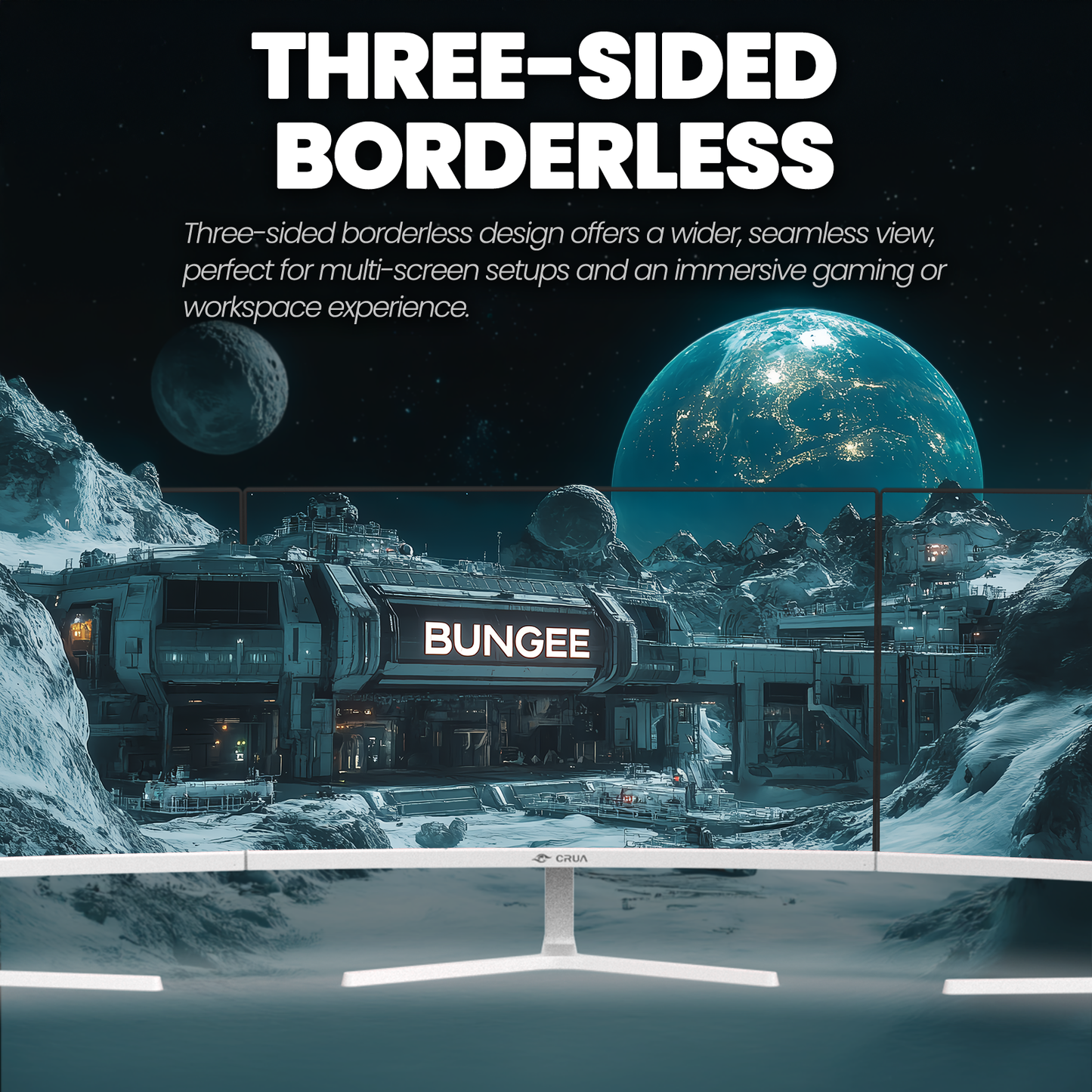 CRUA 24" Curved Gaming Monitor, 165Hz/200Hz Computer Monitor, FHD 1920x1080, 120% sRGB, AMD FreeSync, Blue Light Filter, for Gaming & Office, Wall Mountable- White