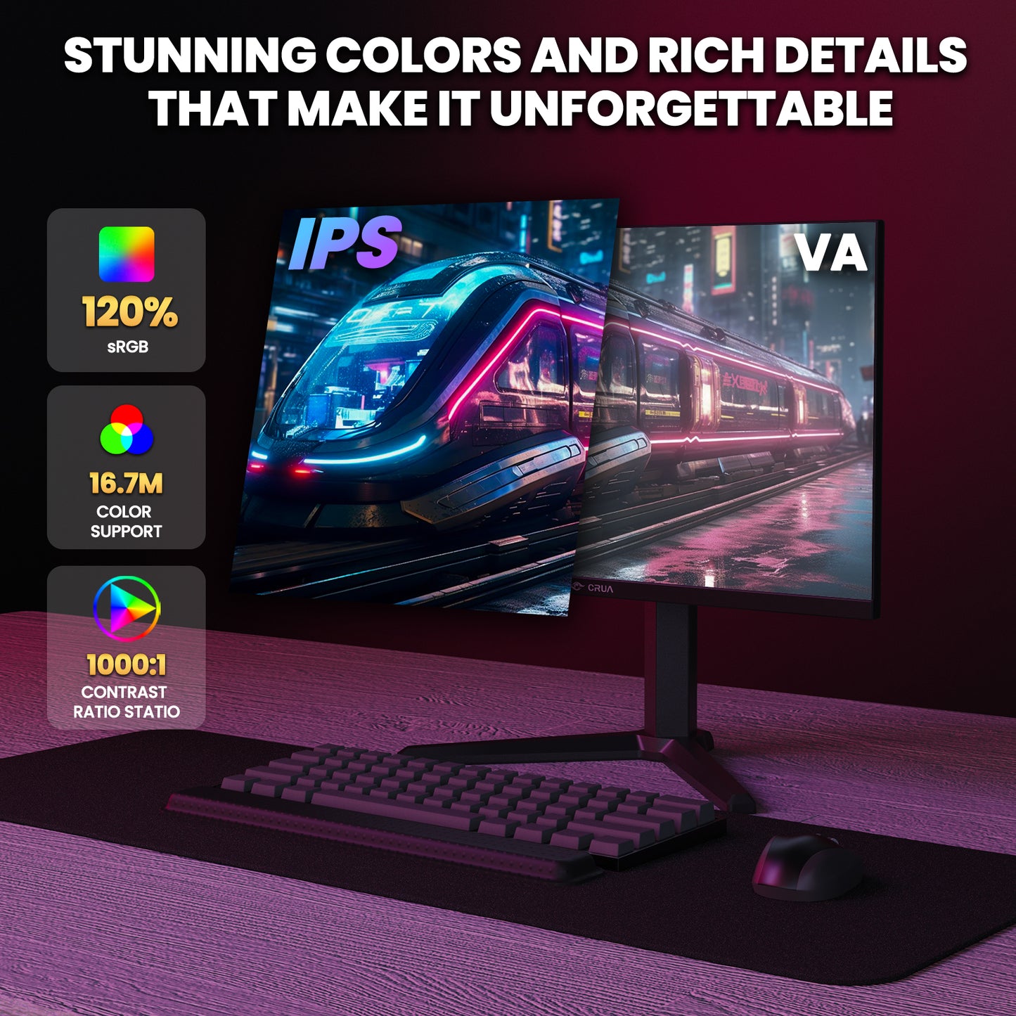 CRUA 27” 540Hz Gaming Monitor, IPS FHD(1920x1080P), AMD FreeSync, 120% ...