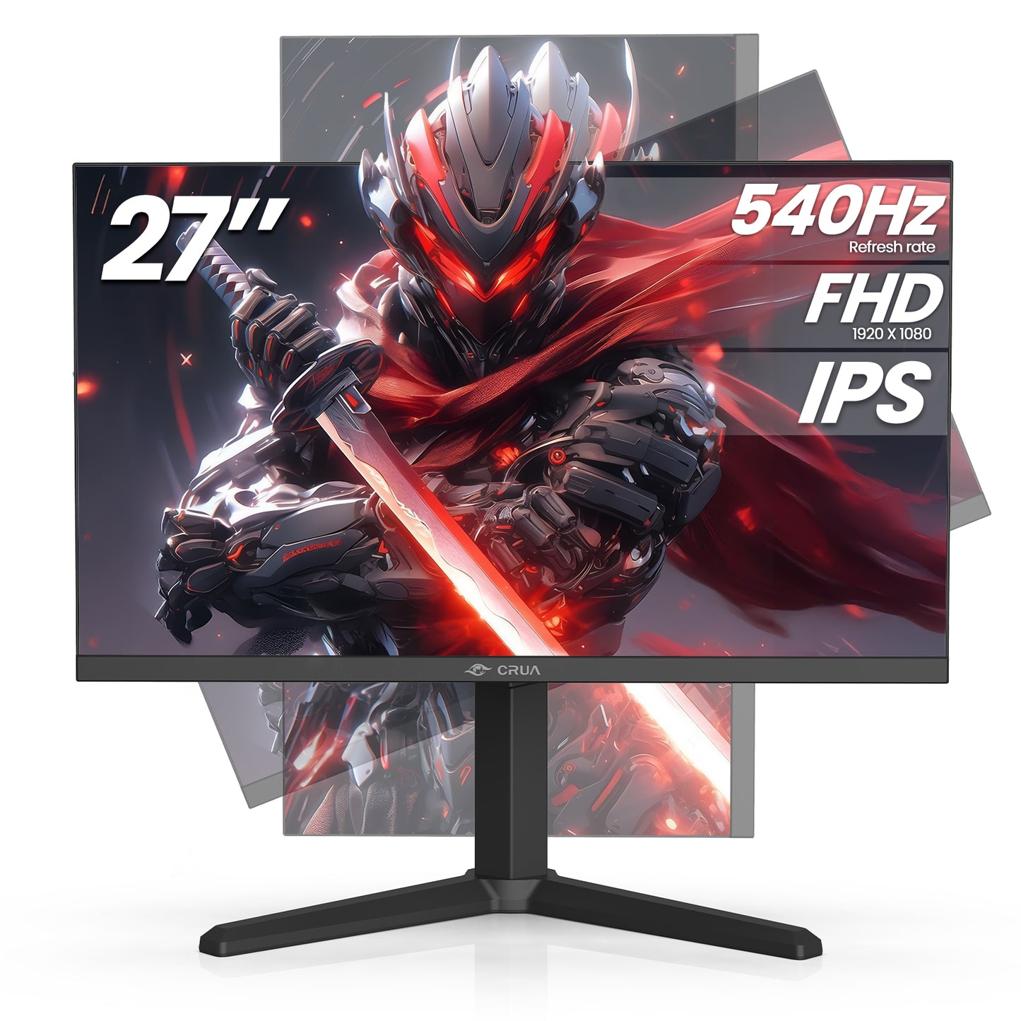 CRUA 27” 540Hz Gaming Monitor, IPS FHD(1920x1080P), AMD FreeSync, 120% sRGB, Height/Pivot/Rotating/Tilt Adjustable Vertical Monitor, HDMI 2.1 + DP 1.4, Wall Mount Install-Black