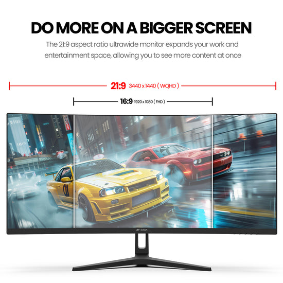CRUA 34 Inch Curved Gaming Monitor, 21:9 WQHD 3440x1440 165Hz/144Hz 15 ...