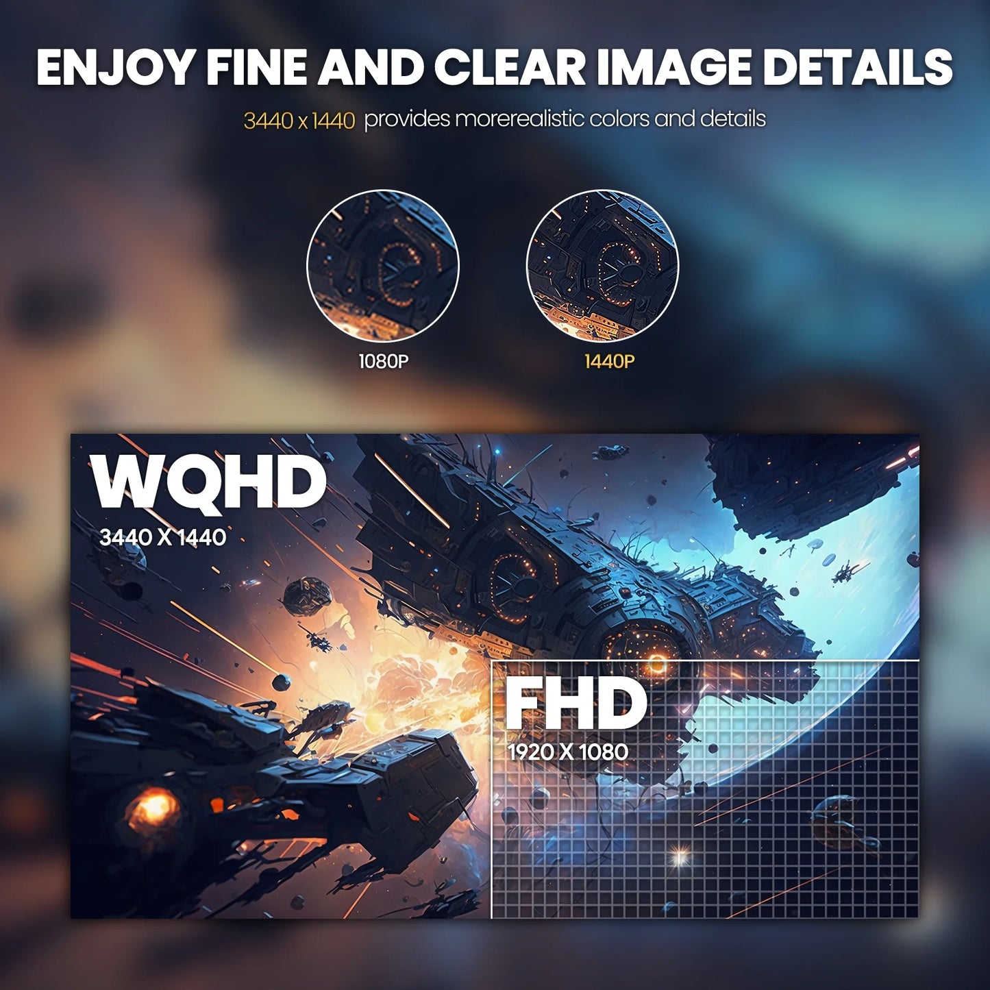 34" Ultrawide Curved Gaming Monitor 165Hz, 21:9 1500R Computer Monitor